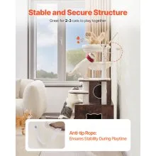 VEVOR 2 en 1 Árbol Grande para Gatos 575x500x1380 mm con Caja de Arena, Marrón