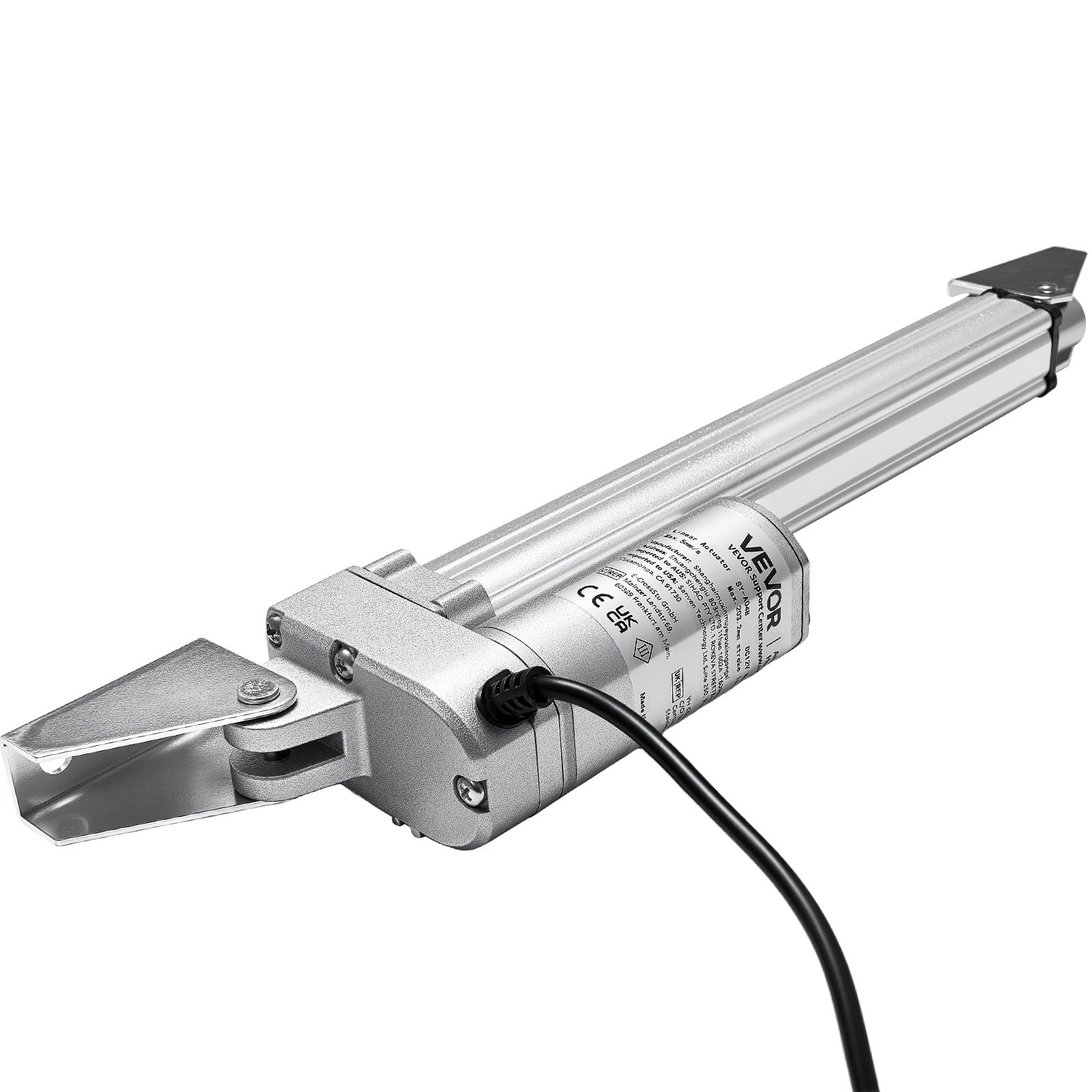 VEVOR Actuador Lineal de 12 V, Motor Lineal Impermeable IP65 de 203,2 mm, 3000 N, 5 mm/s, con Soportes de Montaje para Seguidores Solares, Maquinaria Industrial y Abridores de Puertas, Plata
