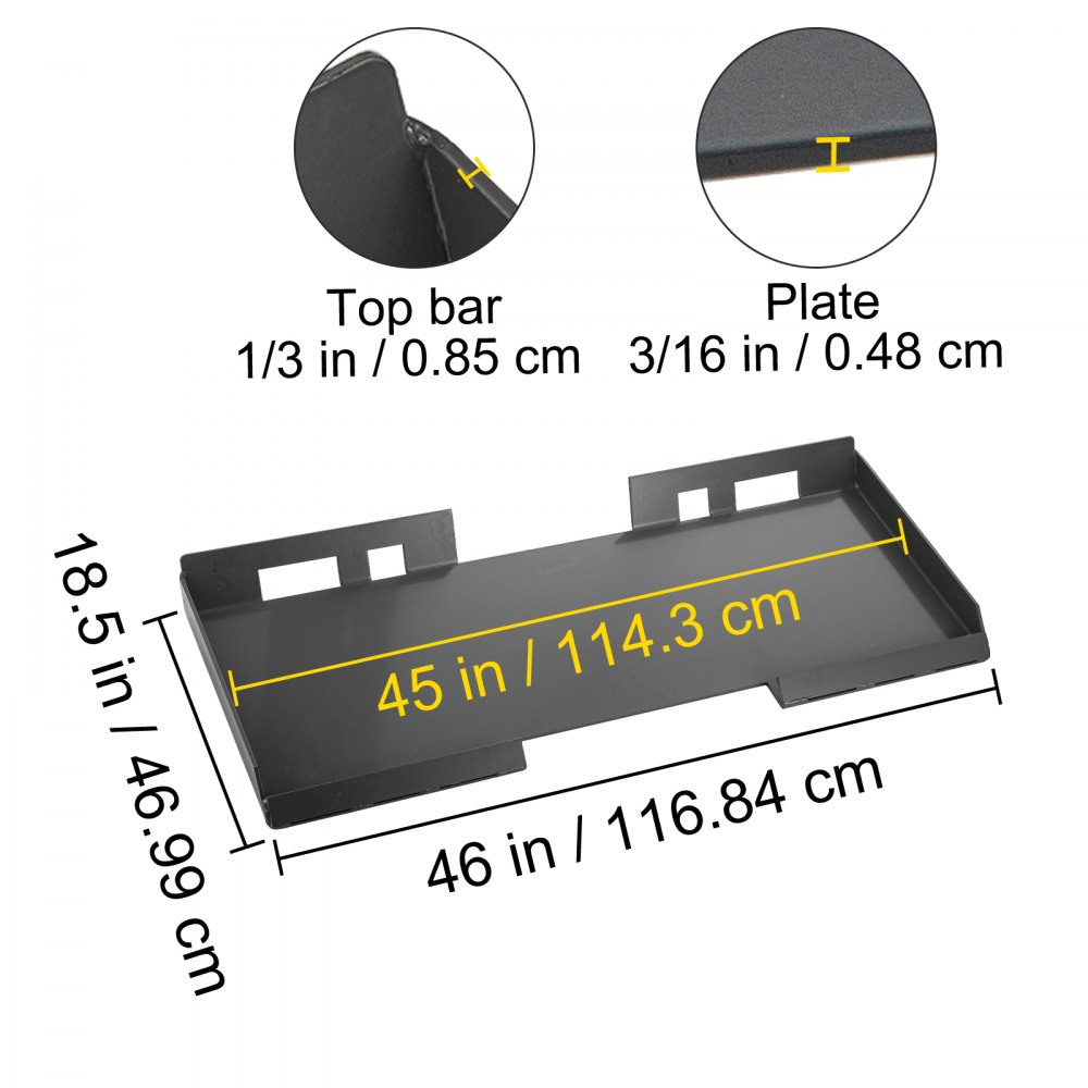 VEVOR Placa de montaje universal para cargador de dirección deslizante de 1/8" accesorio de placa para cargador de dirección deslizante capacidad de 3000 libras perno en diferentes accesorios