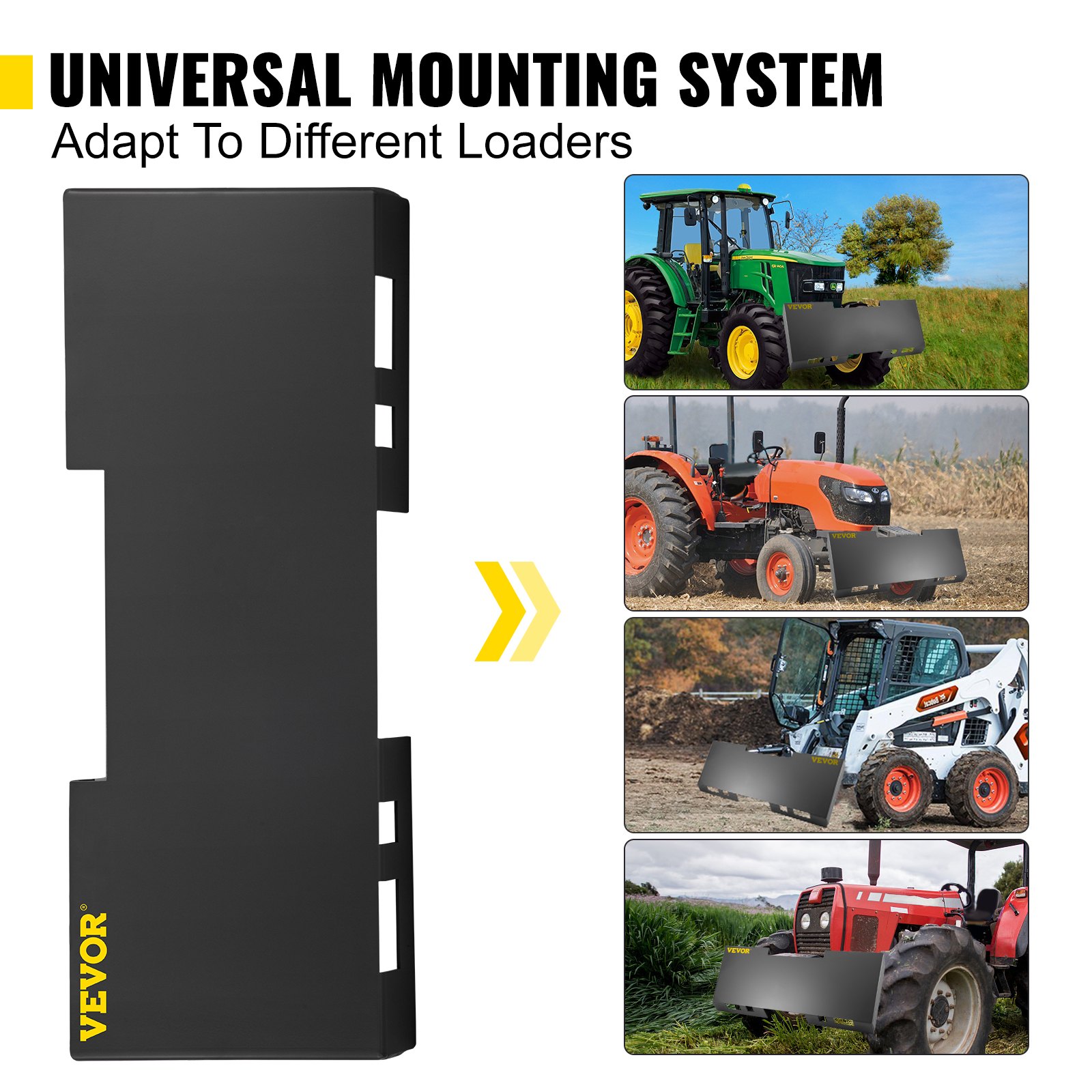 VEVOR Placa de montaje universal para cargador de dirección deslizante de 1/8" accesorio de placa para cargador de dirección deslizante capacidad de 3000 libras perno en diferentes accesorios