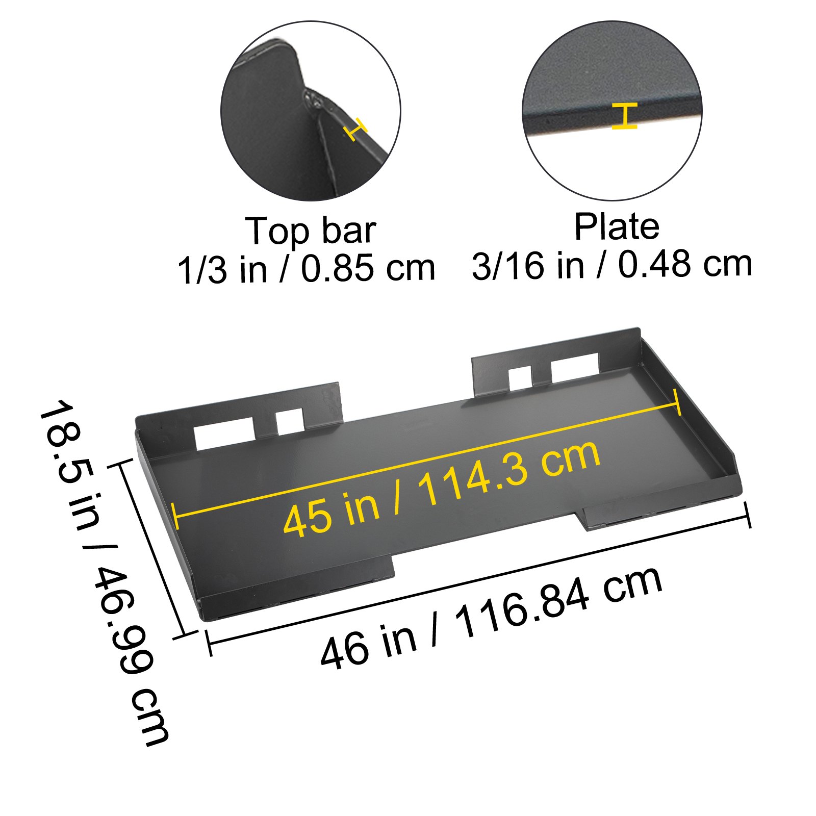 VEVOR Placa de montaje universal para cargador de dirección deslizante de 1/8" accesorio de placa para cargador de dirección deslizante capacidad de 3000 libras perno en diferentes accesorios