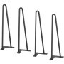 VEVOR 4-piece set of table legs, hairpin legs, 406mm high, 110x110mm mounting plate, carbon steel, powder-coated, 227kg load capacity, ideal for kitchen tables, living room consoles, studio tables