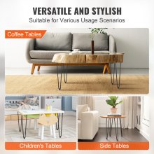 VEVOR Patas de Mesa de Horquilla 4 PCS Patas de Muebles 482 mm Acero Macizo Capacidad de Carga 227 kg Patas de Oficina 2 Varillas con Tornillos y Patines Protectores para Casa Oficina Comedor, Negra