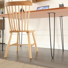 VEVOR Patas de Mesa de Horquilla 4 PCS Patas de Muebles 710 mm Acero Macizo Capacidad de Carga 227 kg Patas de Oficina 2 Varillas con Tornillos y Patines Protectores para Casa Oficina Comedor, Negra