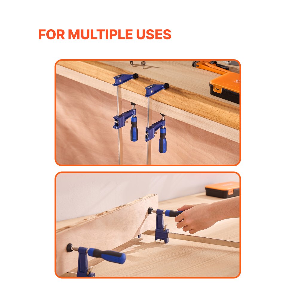 VEVOR Bar Clamps for Woodworking, 2-Pack 91.4 cm Opening, Lockable F-Clamp with 272 kg Load Limit,63.5 mm Depth, Cast Iron and Carbon Steel, Easy to Use, Wood Clamps for Woodworking Metal Working