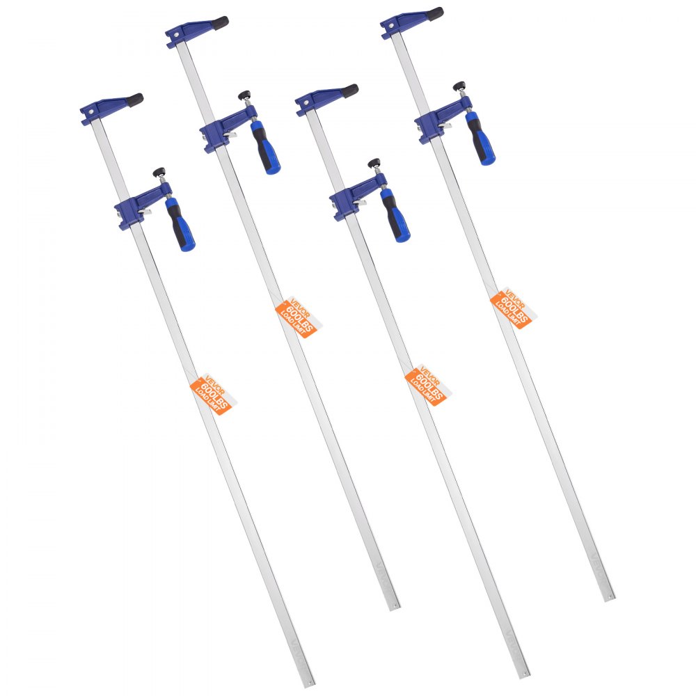 VEVOR Sargentos de Barra para Carpintería, 4 Piezas Apertura de 91,4 cm, Abrazadera en F Bloqueable de Hierro Fundido y Acero al Carbono con Límite de Carga de 272 kg para Carpintería y Metalurgia