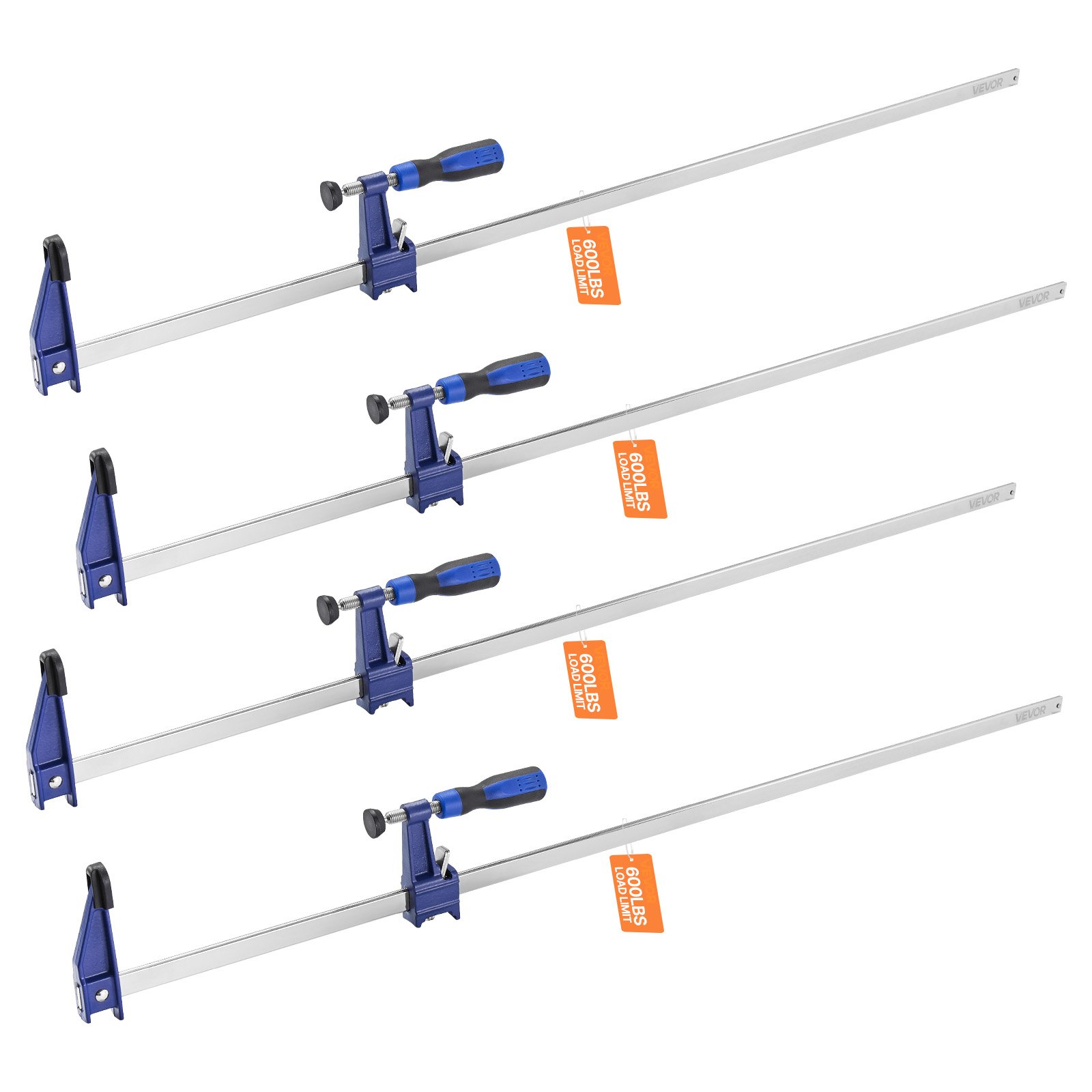 VEVOR Sargentos de Barra para Carpintería, 4 Piezas Apertura de 91,4 cm, Abrazadera en F Bloqueable de Hierro Fundido y Acero al Carbono con Límite de Carga de 272 kg para Carpintería y Metalurgia