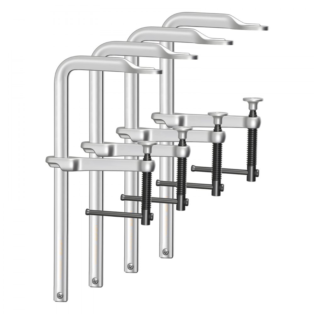 VEVOR Sargentos de Apriete 4 Pcs 30,48 cm Abrazaderas de Barra para Madera, Profundidad de 12 cm, Capacidad de Fuerza de 545 kg, Acero Forjado, Herramientas para Soldadura y Proyectos de Carpintería