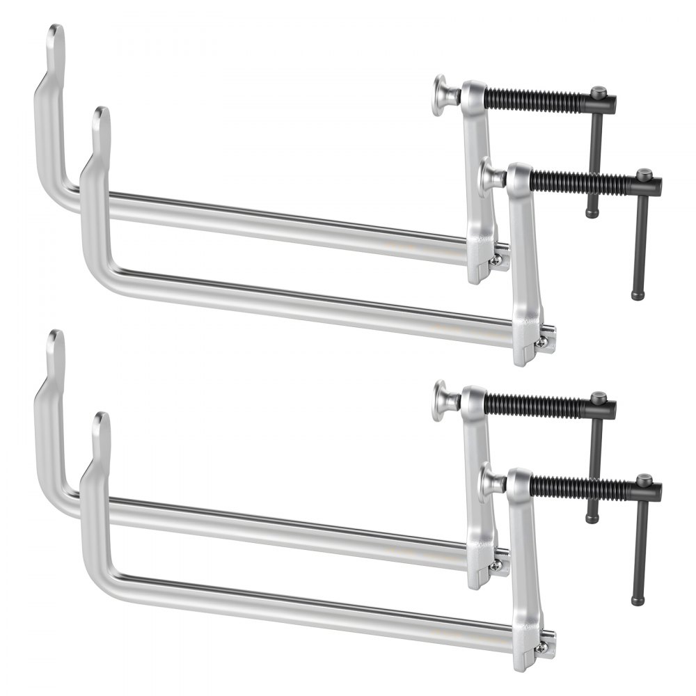 VEVOR Sargentos de Apriete 4 Pcs 30,48 cm Abrazaderas de Barra para Madera, Profundidad de 12 cm, Capacidad de Fuerza de 545 kg, Acero Forjado, Herramientas para Soldadura y Proyectos de Carpintería