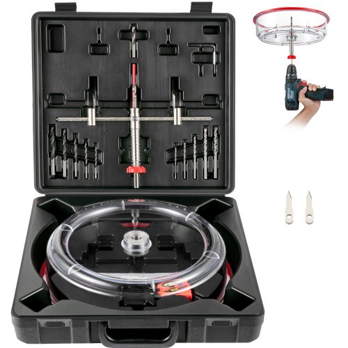 VEVOR Kit de Cortador de Sierra Perforadora Agujeros Redondos Diámetro Ajustable 40-200 mm Cortador de Sierra de Orificio Circular Acero Sierra de Perforación con Recoge Polvo para Techo Cemento Yeso