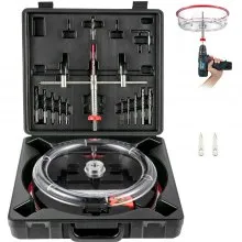 VEVOR Kit de Cortador de Sierra Perforadora Agujeros Redondos Diámetro Ajustable 40-200 mm Cortador de Sierra de Orificio Circular Acero Sierra de Perforación con Recoge Polvo para Techo Cemento Yeso