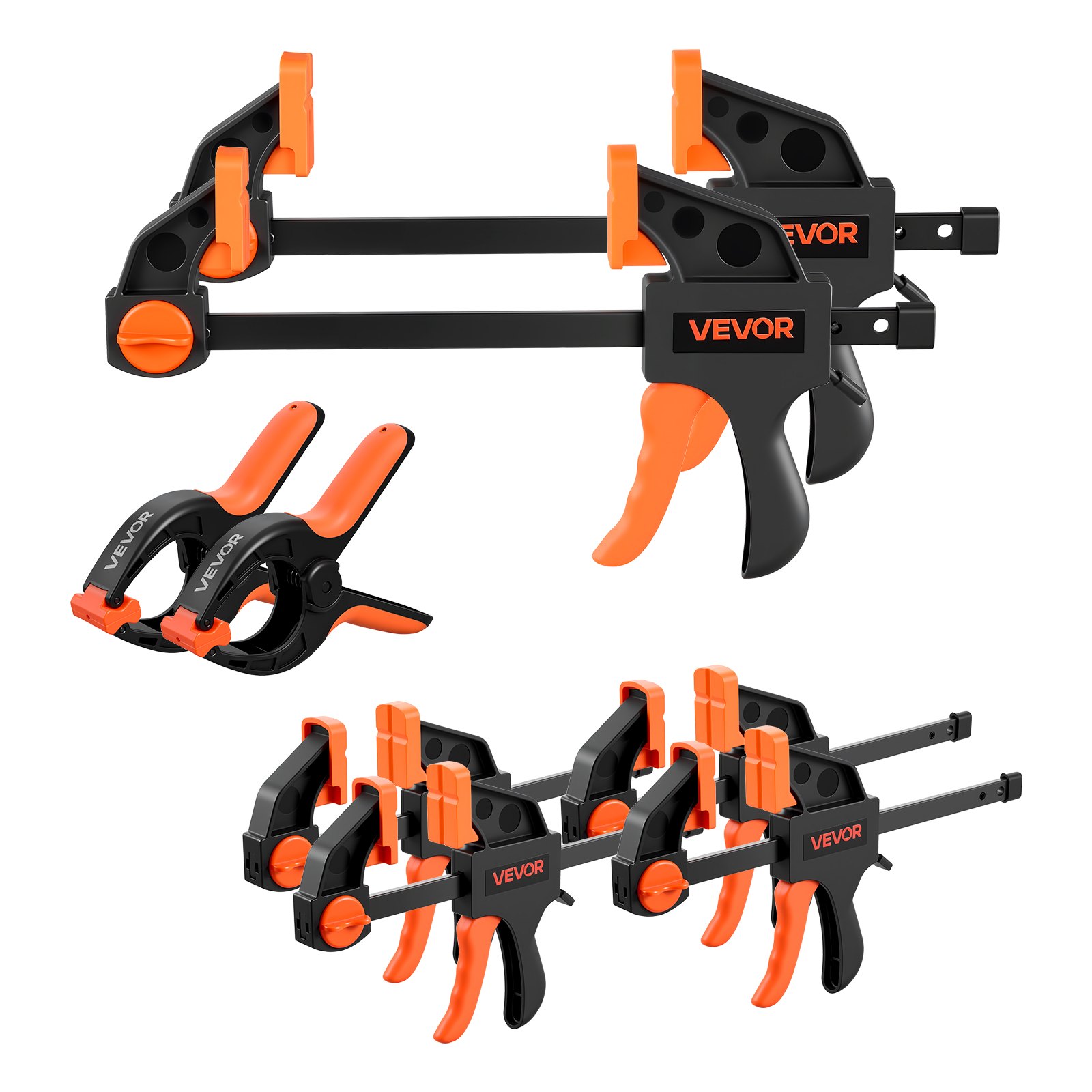 VEVOR Sargentos de Barra 8 Piezas 15,24 cm y 30,48 cm de Liberación Rápida, Abrazaderas de Barra para Madera, Presión Rápida, Fuerza de Apriete 70 kg, Pinzas de Resorte, Herramientas para Carpintería