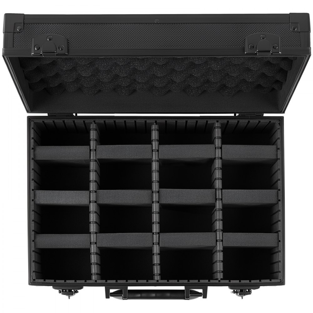 VEVOR Caja para Tarjetas Graduadas, 4 Filas 12 Separadores, Capacidad para 120 Tarjetas PSA, 95 SGC, 85 BGS, 435 Protectores o Más de 999 Tarjetas Sueltas, con Cerradura Mecánica y Llaves, Negro