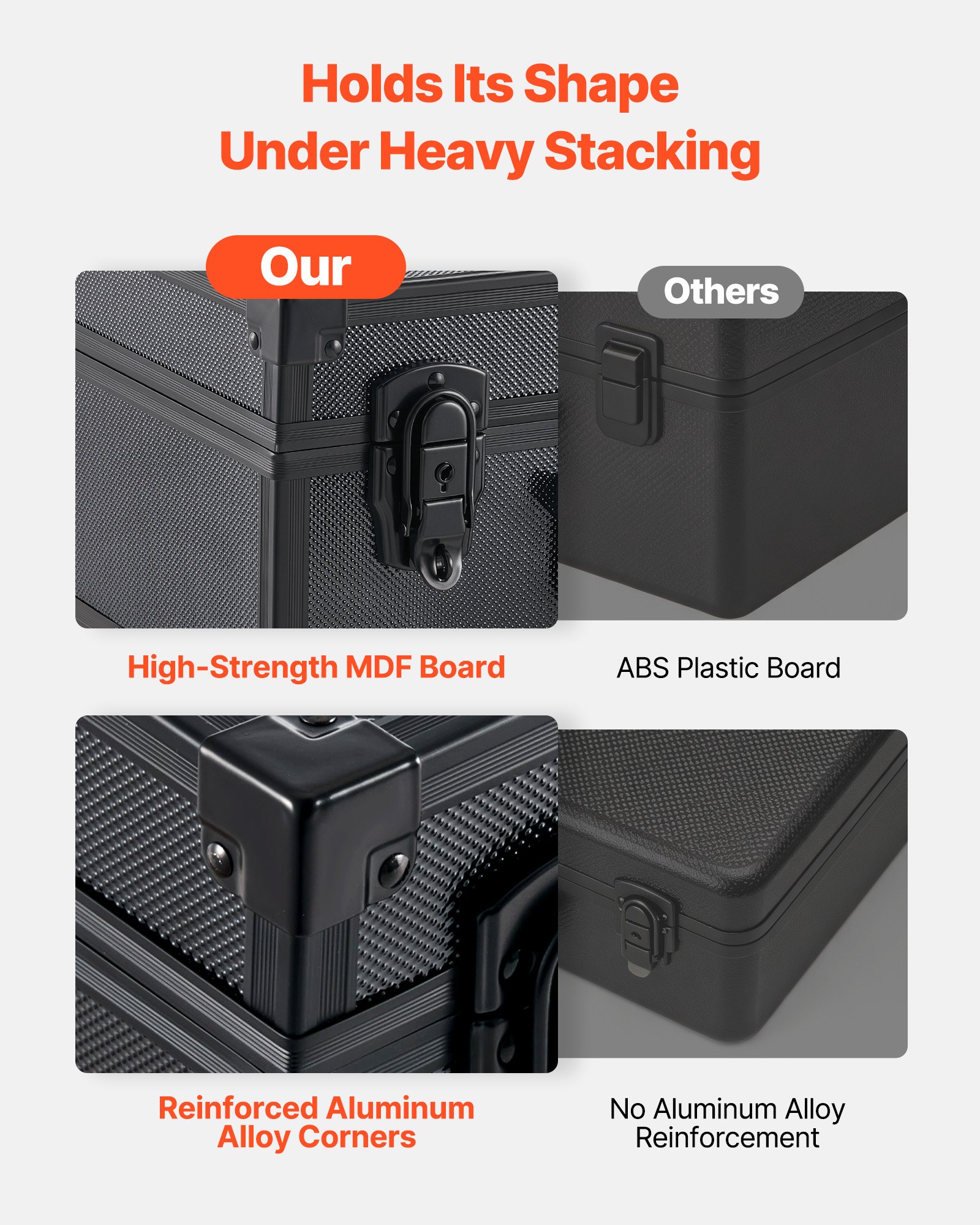 VEVOR Caja para Tarjetas Graduadas, 4 Filas 12 Separadores, Capacidad para 120 Tarjetas PSA, 95 SGC, 85 BGS, 435 Protectores o Más de 999 Tarjetas Sueltas, con Cerradura Mecánica y Llaves, Negro