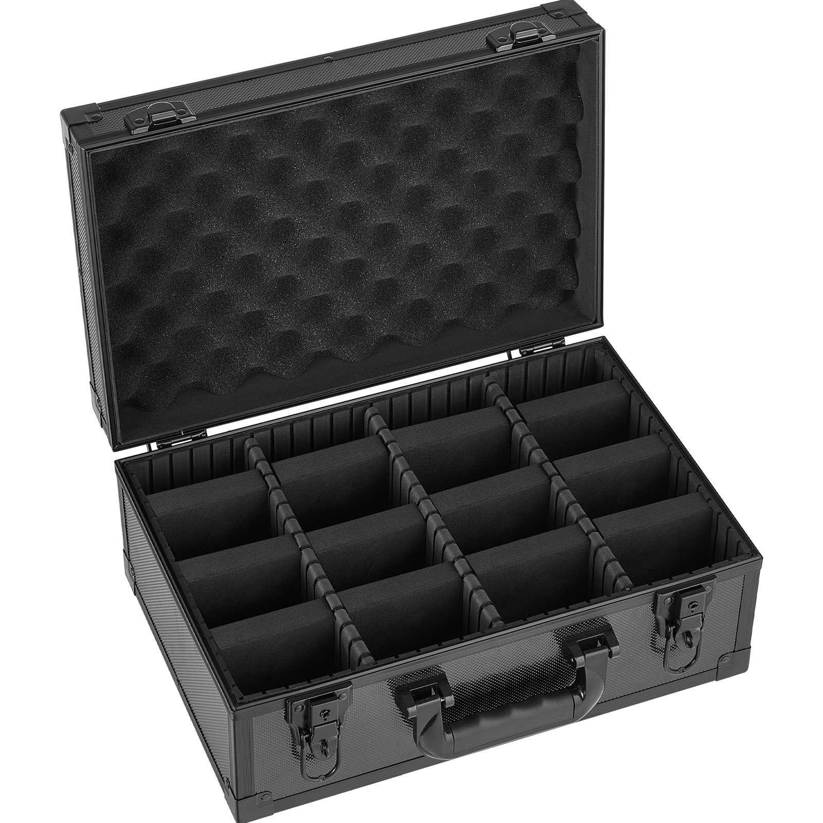 VEVOR Caja para Tarjetas Graduadas, 4 Filas 12 Separadores, Capacidad para 120 Tarjetas PSA, 95 SGC, 85 BGS, 435 Protectores o Más de 999 Tarjetas Sueltas, con Cerradura Mecánica y Llaves, Negro