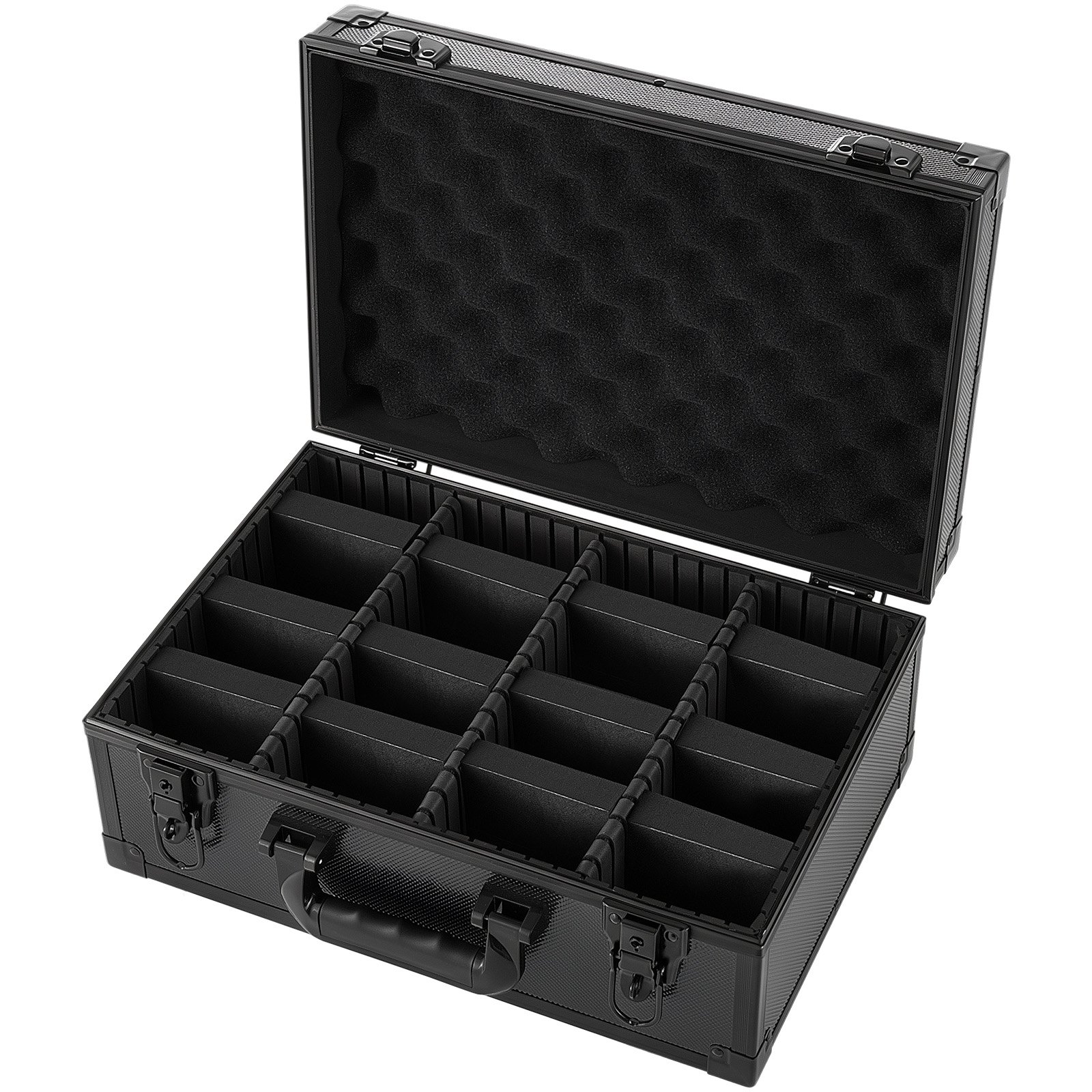 VEVOR Caja para Tarjetas Graduadas, 4 Filas 12 Separadores, Capacidad para 120 Tarjetas PSA, 95 SGC, 85 BGS, 435 Protectores o Más de 999 Tarjetas Sueltas, con Cerradura Mecánica y Llaves, Negro