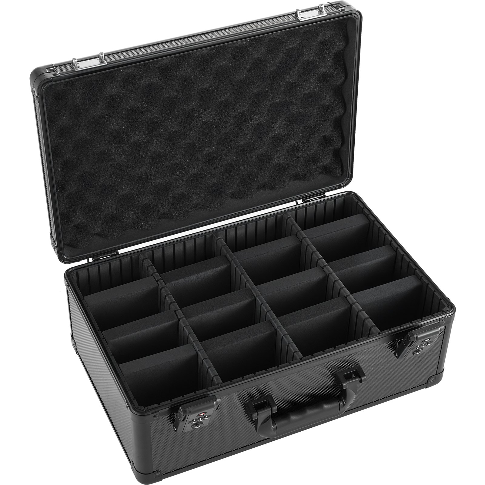 VEVOR Caja de Almacenamiento para Tarjetas Graduadas, 4 Filas 12 Separadores, Capacidad para 152 Tarjetas PSA, 120 SGC, 100 BGS, 550 Protectores o Más de 999 Tarjetas Sueltas, Protección IP55, Negro