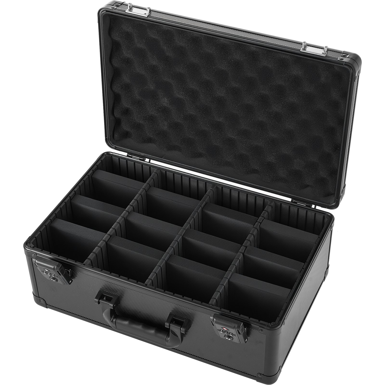 VEVOR Caja de Almacenamiento para Tarjetas Graduadas, 4 Filas 12 Separadores, Capacidad para 152 Tarjetas PSA, 120 SGC, 100 BGS, 550 Protectores o Más de 999 Tarjetas Sueltas, Protección IP55, Negro