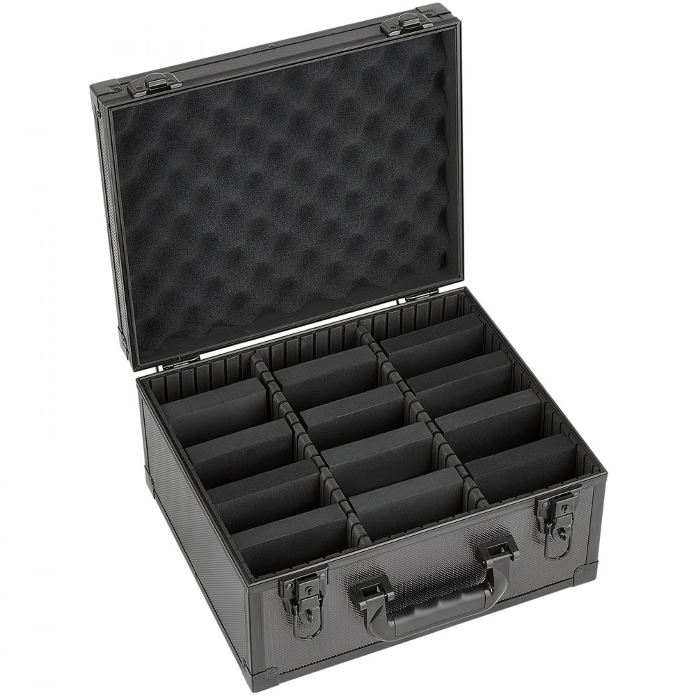VEVOR Caja para Tarjetas Graduadas, 3 Filas 12 Separadores, Capacidad para 180 Tarjetas PSA, 120 SGC, 100 BGS, 520 Protectores o Más de 999 Tarjetas Sueltas, con Cerradura Mecánica y Llaves, Negro
