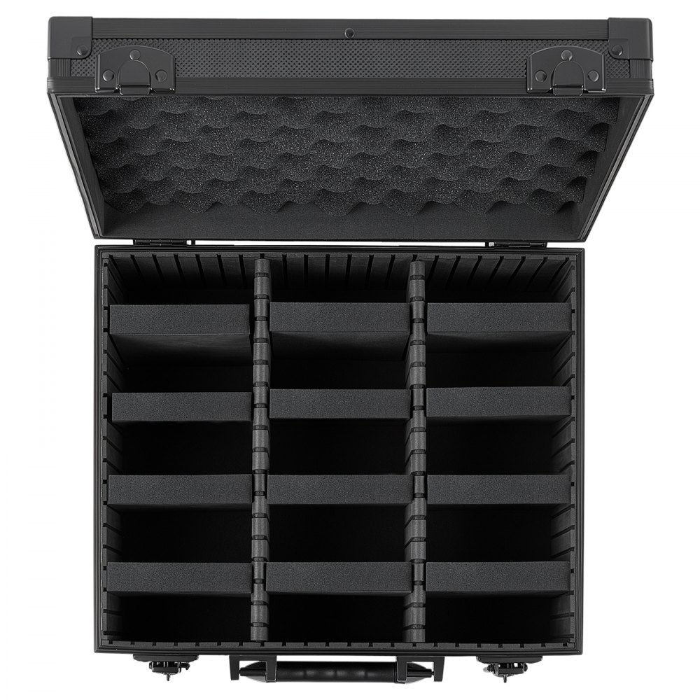 VEVOR Caja para Tarjetas Graduadas, 3 Filas 12 Separadores, Capacidad para 180 Tarjetas PSA, 120 SGC, 100 BGS, 520 Protectores o Más de 999 Tarjetas Sueltas, con Cerradura Mecánica y Llaves, Negro