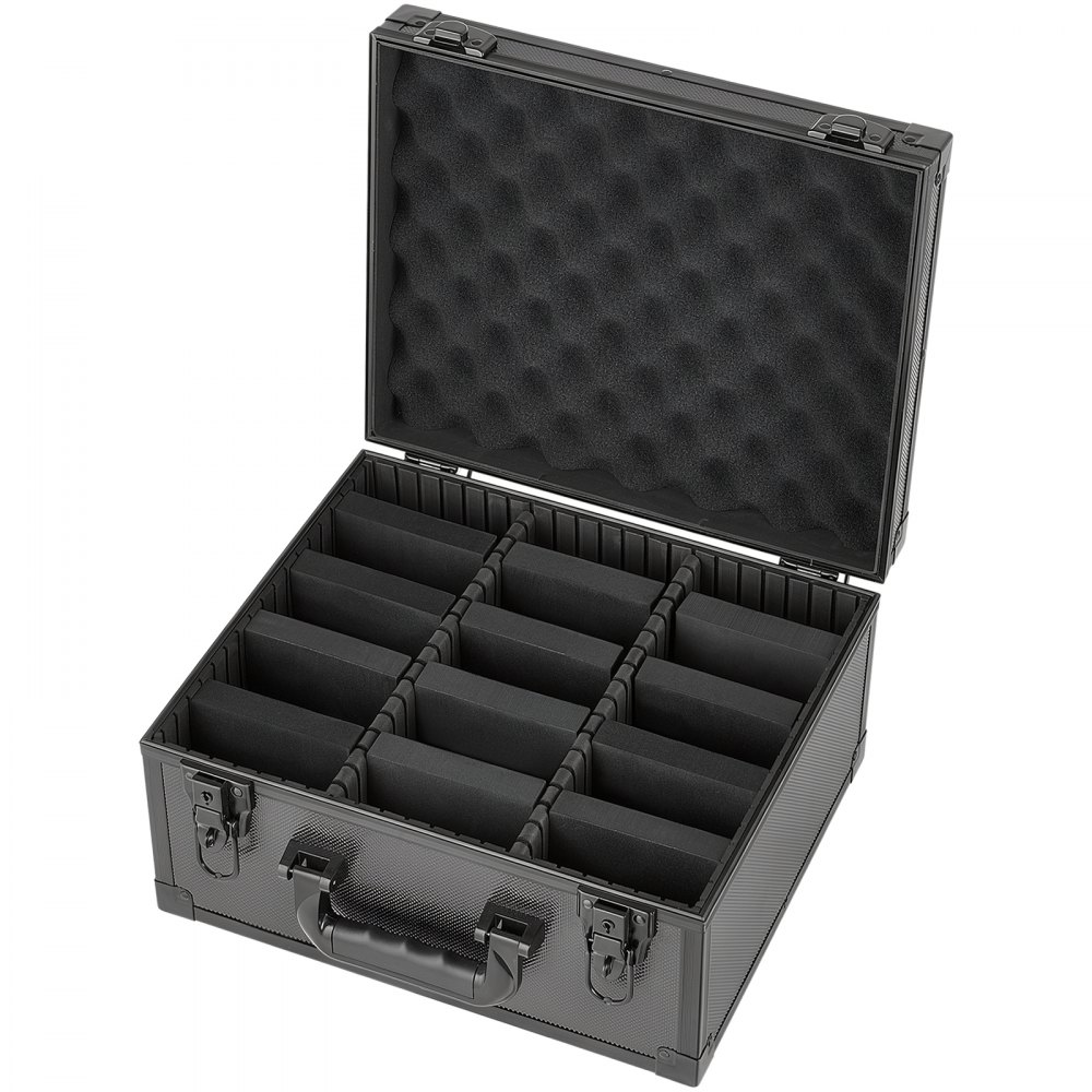 VEVOR Caja para Tarjetas Graduadas, 3 Filas 12 Separadores, Capacidad para 180 Tarjetas PSA, 120 SGC, 100 BGS, 520 Protectores o Más de 999 Tarjetas Sueltas, con Cerradura Mecánica y Llaves, Negro