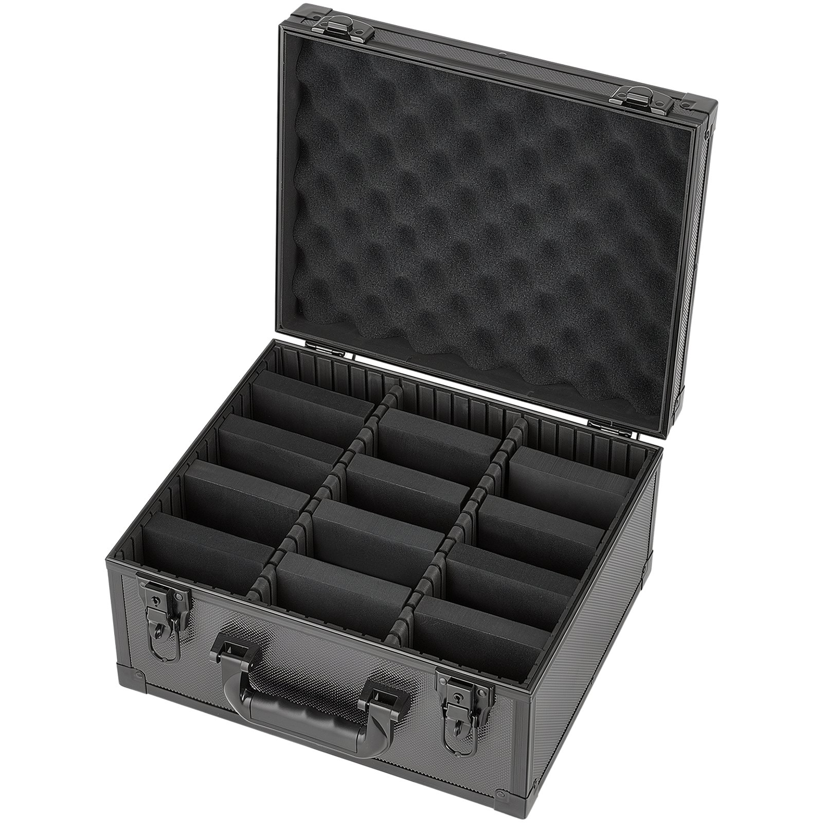 VEVOR Caja para Tarjetas Graduadas, 3 Filas 12 Separadores, Capacidad para 180 Tarjetas PSA, 120 SGC, 100 BGS, 520 Protectores o Más de 999 Tarjetas Sueltas, con Cerradura Mecánica y Llaves, Negro