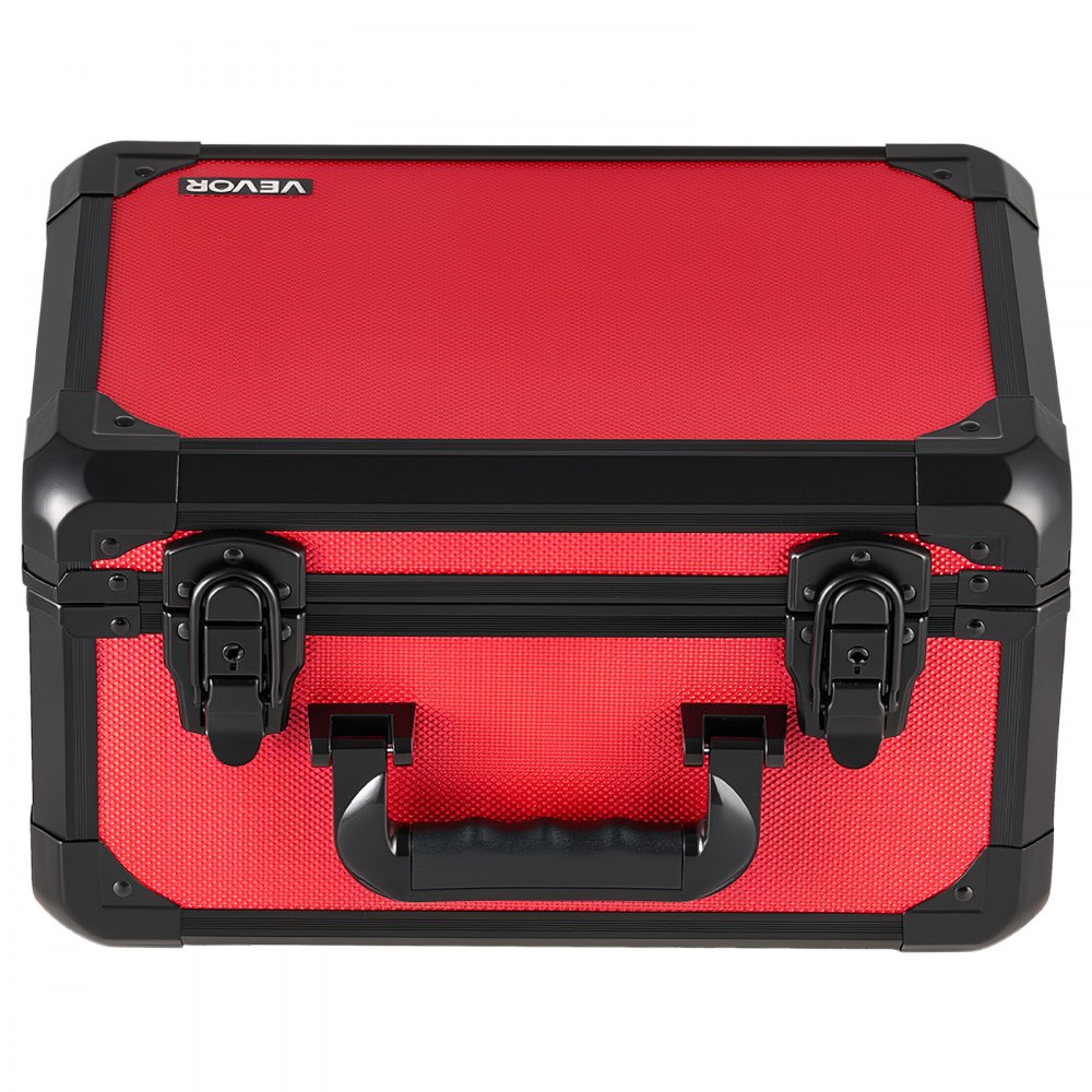 VEVOR Caja para Tarjetas Graduadas, 3 Filas 12 Separadores, Capacidad para 96 Tarjetas PSA, 76 SGC, 68 BGS, 348 Protectores o Más de 999 Tarjetas Sueltas, con Cerradura Mecánica y Llaves, Rojo
