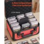 VEVOR Caja para Tarjetas Graduadas, 3 Filas 12 Separadores, Capacidad para 96 Tarjetas PSA, 76 SGC, 68 BGS, 348 Protectores o Más de 999 Tarjetas Sueltas, con Cerradura Mecánica y Llaves, Rojo