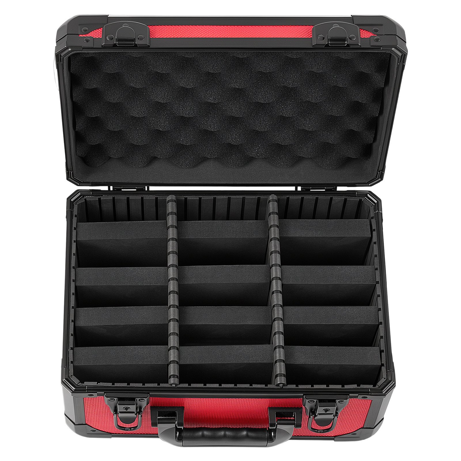 VEVOR Caja para Tarjetas Graduadas, 3 Filas 12 Separadores, Capacidad para 96 Tarjetas PSA, 76 SGC, 68 BGS, 348 Protectores o Más de 999 Tarjetas Sueltas, con Cerradura Mecánica y Llaves, Rojo