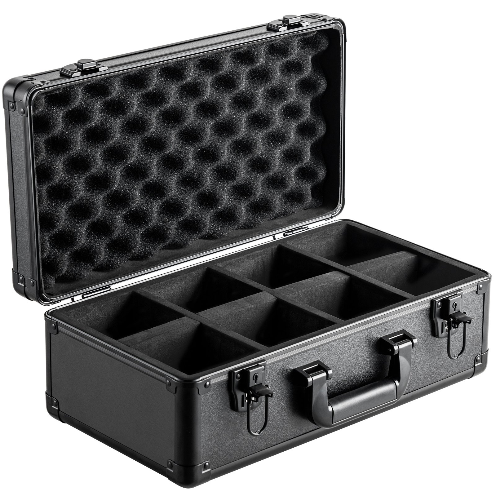 VEVOR Storage Box, 4 Compartments, Carrier Bag for Trading Cards with Foam Dividers and Key Lock, for 108 PSA Cards, 76 BGS Cards, 84 SGC Cards, 388 Top Loader or 999+ Loose Cards