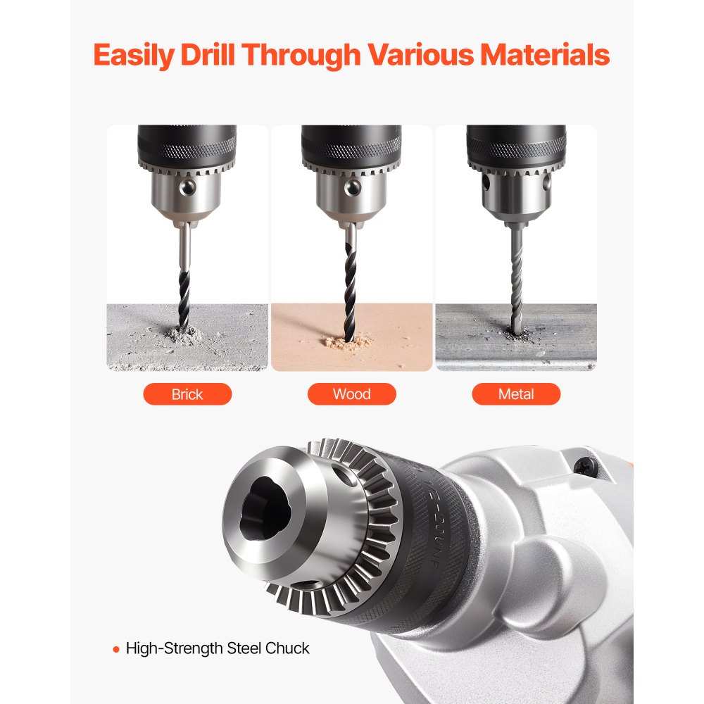 VEVOR Drill Mixer, 15.89mm Corded Electric Drill Mixer Set, 0-850RPM 3.2A Mixing Drills, Mixing Drills Machine with D-Handle for Drilling & Blending, Handheld Cement Mixers for Fodder, Paint, Cement