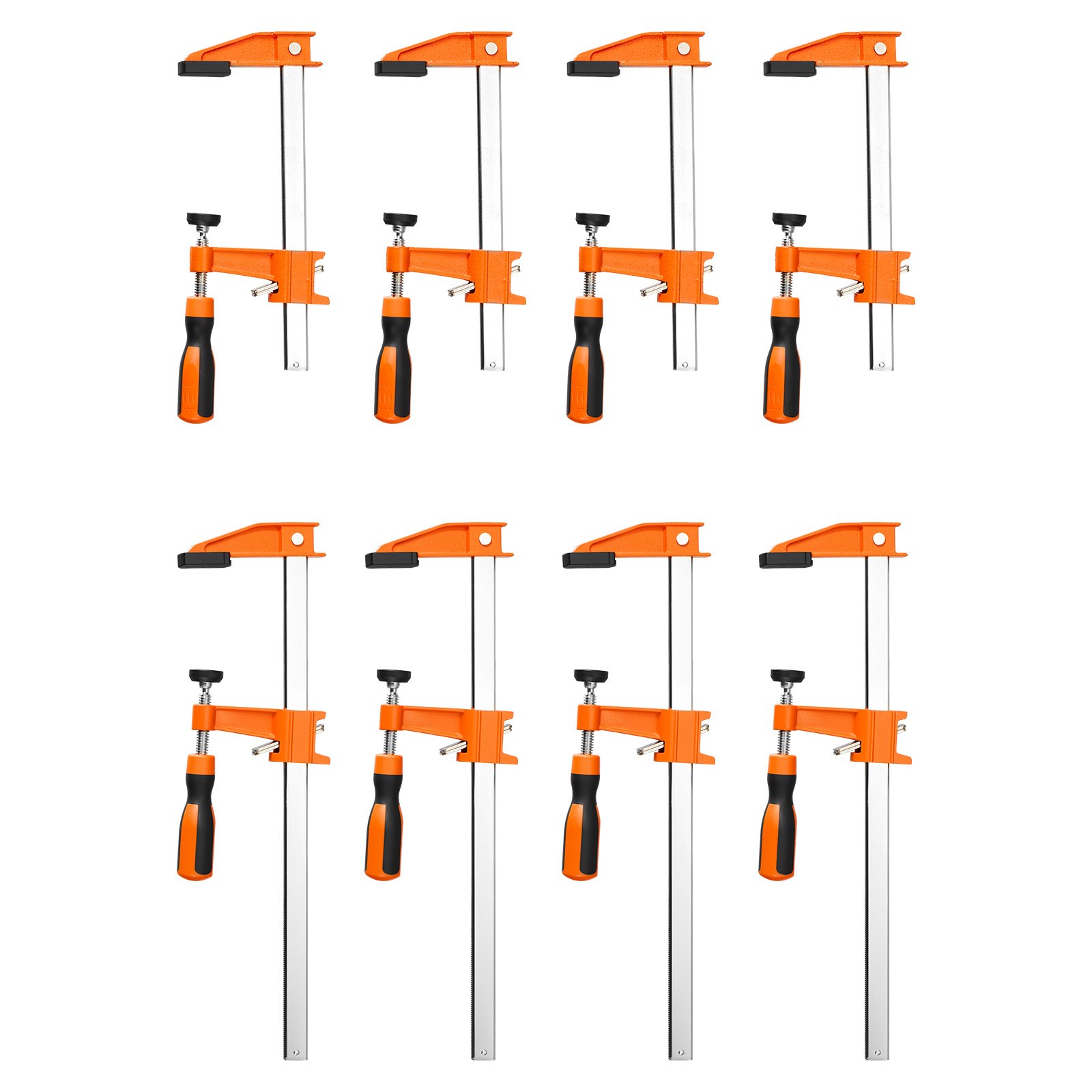 VEVOR Sargentos de Barra 8 Pcs 15,24 cm y 30,48 cm Abrazaderas de Barra, Fuerza de Sujeción de 272 kg, de Acero al Carbono Almohadillas de Plástico, Bloqueo Automático, Herramientas para Carpintería