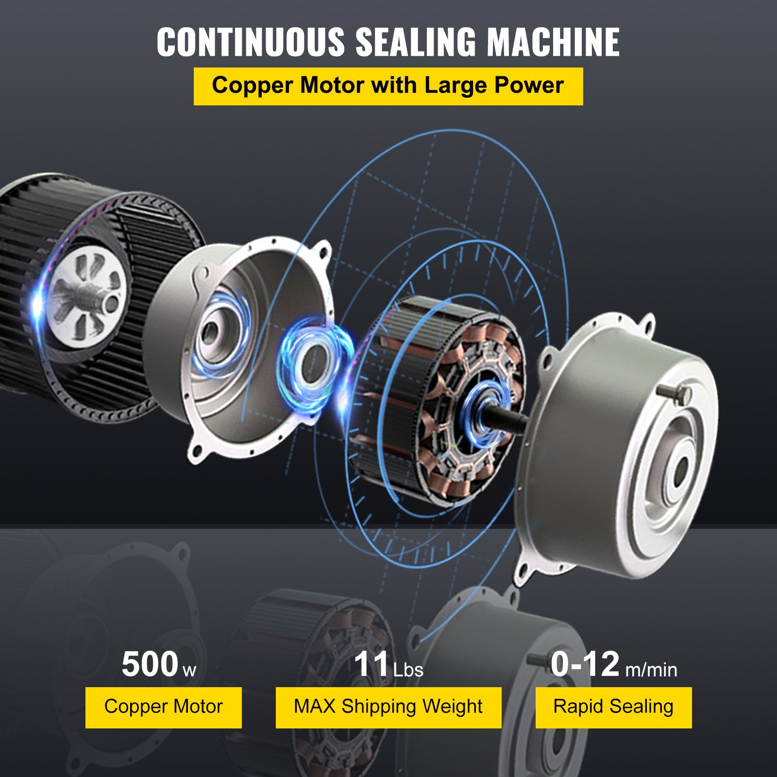VEVOR Selladora de Banda Continua Automática Vertical FR900  Sellador Continuo de Cinta Máquina de Sellado de Líquidos Máquina de Sellado Comercial Grande