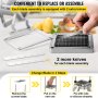 VEVOR Cuchilla picadora de repuesto 1/4" 3 piezas de cuchilla para freír francesa con 6 cuchillos adicionales piezas de acero inoxidable y bloque de empuje para cortar patatas, zanahorias, pepinos