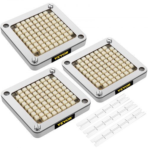 VEVOR Cuchilla picadora de repuesto 3/8" 3 piezas de cuchilla para freír francesa con 6 cuchillos adicionales piezas de acero inoxidable y bloque de empuje para cortar patatas, zanahorias, pepinos