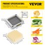 VEVOR Cuchilla picadora de repuesto 3/8" 3 piezas de cuchilla para freír francesa con 6 cuchillos adicionales piezas de acero inoxidable y bloque de empuje para cortar patatas, zanahorias, pepinos