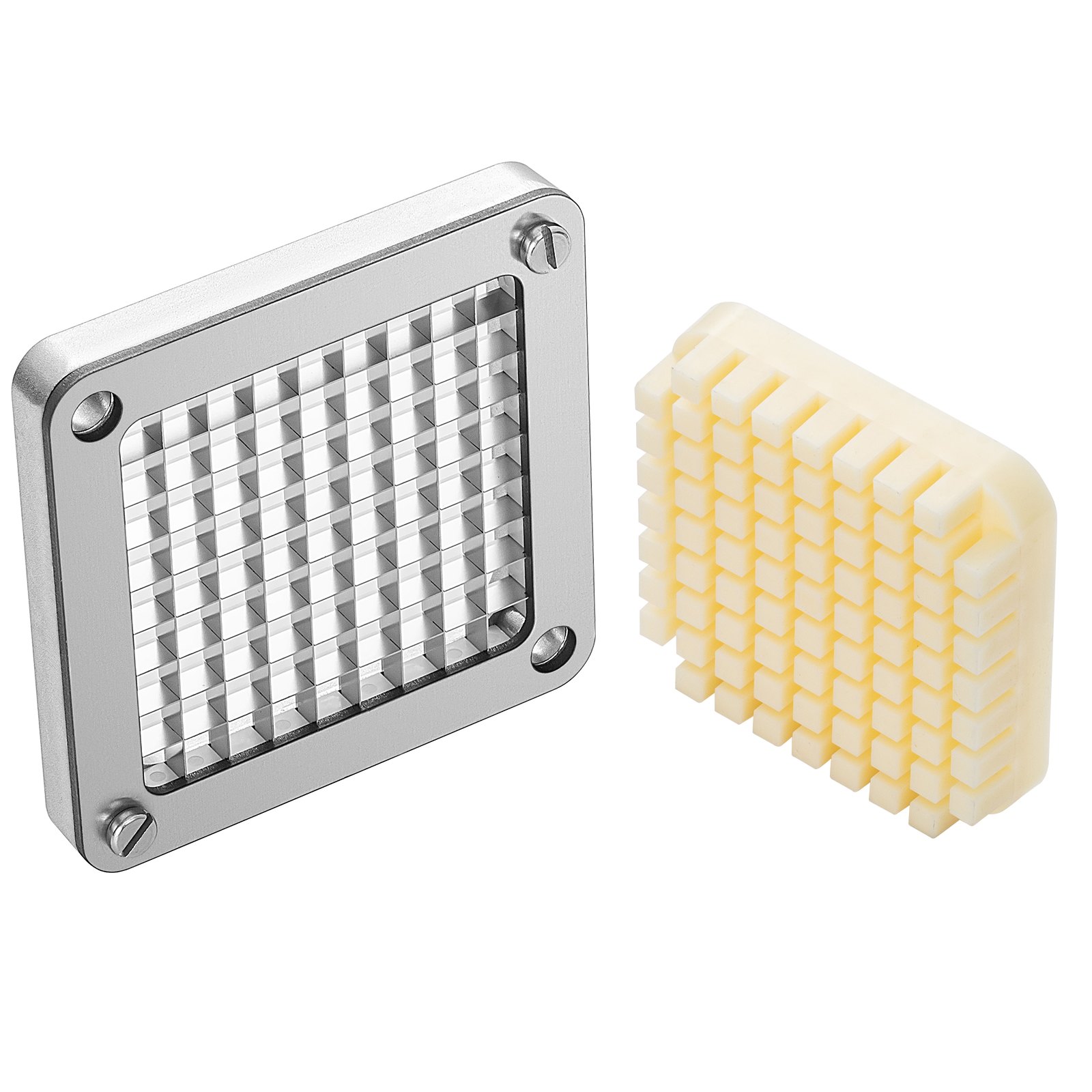 VEVOR Cuchilla picadora de repuesto 3/8" 3 piezas de cuchilla para freír francesa con 6 cuchillos adicionales piezas de acero inoxidable y bloque de empuje para cortar patatas, zanahorias, pepinos