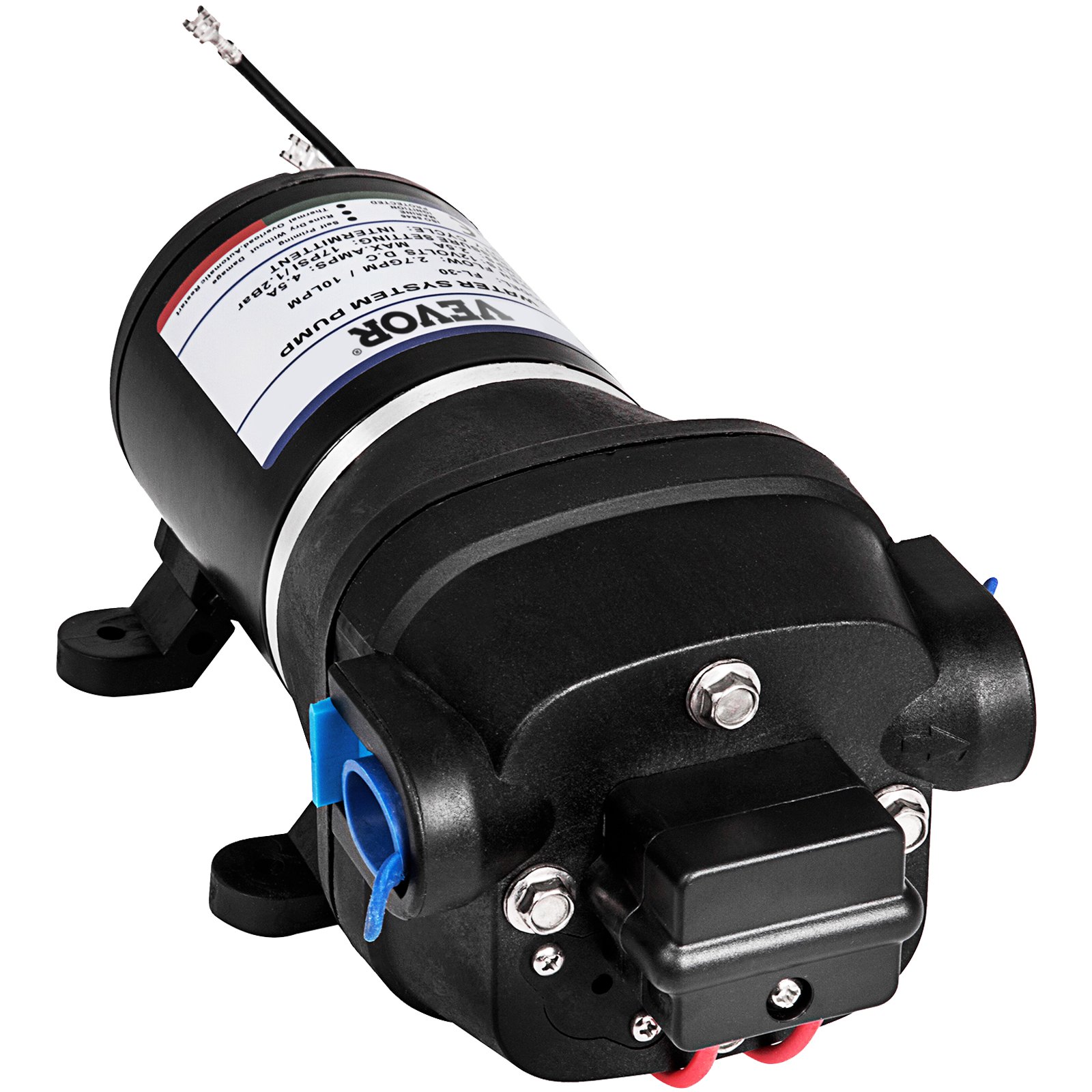 VEVOR Bomba de Agua de Diafragma FL-30, Bomba de Refuerzo de Niebla de 12 V, Bomba de Pulverizador de Diafragma, Flujo de 10 L / min 2,63 GPM, para Alimentos, Industria General con Protección Térmica