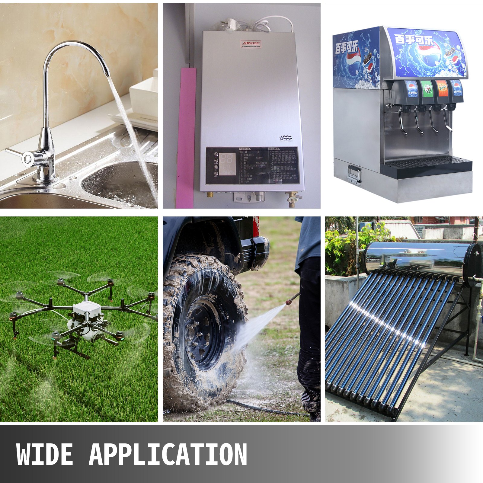 VEVOR Bomba de Agua de Diafragma FL-30, Bomba de Refuerzo de Niebla de 12 V, Bomba de Pulverizador de Diafragma, Flujo de 10 L / min 2,63 GPM, para Alimentos, Industria General con Protección Térmica