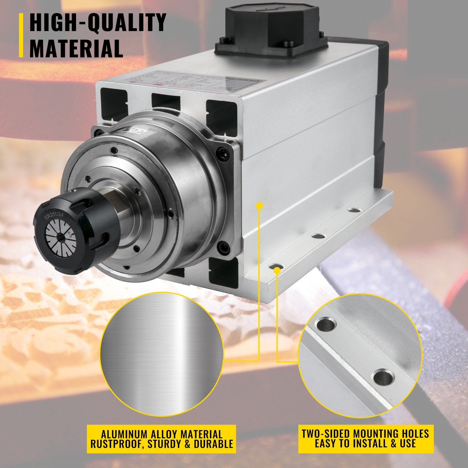 Vevor Motor De Husillo Refrigerado Por Aire Motor De Husillo Cnc 4,5 Kw Er25