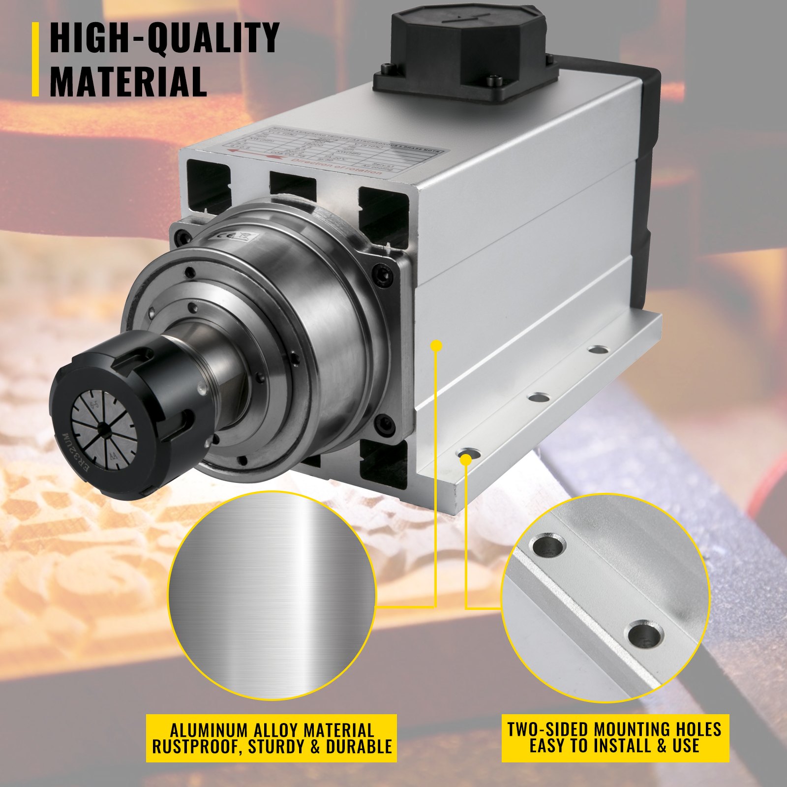 Vevor Motor De Husillo Refrigerado Por Aire Motor Husillo Cnc Er32 4,5 Kw 220 V