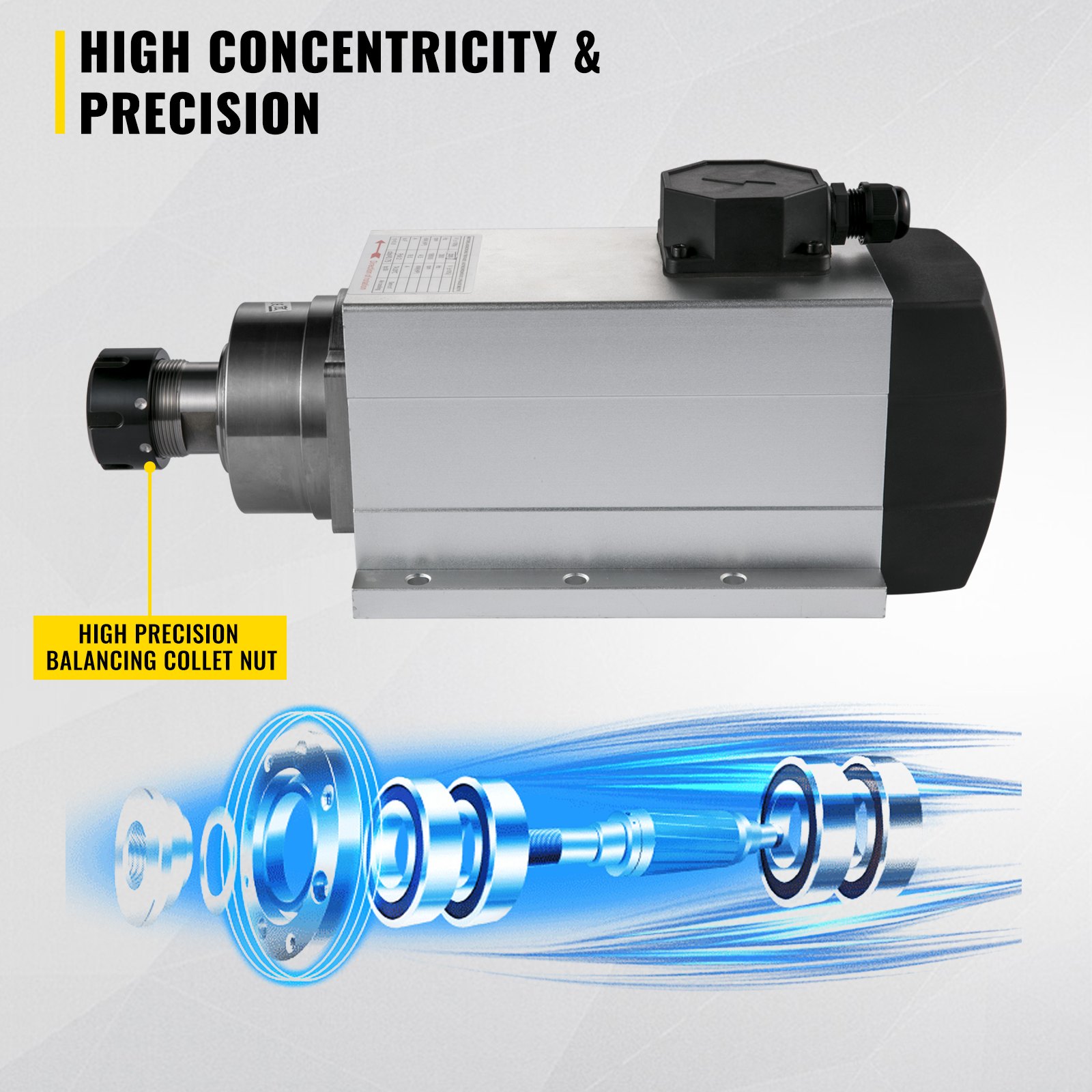 Vevor Motor De Husillo Refrigerado Por Aire Motor Husillo Cnc Er32 4,5 Kw 220 V