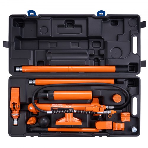 VEVOR Kit de Ariete Hidráulico Portátil 12 T Kit de Reparación de Energía para Carrocería 135 mm Juego de Cilindros Hidráulicos con 4 Vástagos 100/195/300/500 mm para Reparación de Coches Construcción