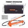 VEVOR Kit de Ariete Hidráulico Portátil 12 T Kit de Reparación de Energía para Carrocería 135 mm Juego de Cilindros Hidráulicos con 4 Vástagos 100/195/300/500 mm para Reparación de Coches Construcción