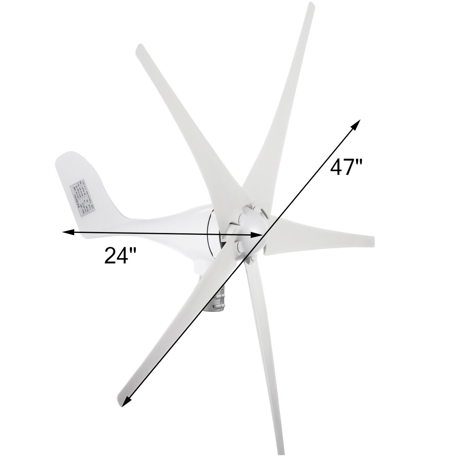 VEVOR Generador de Viento Generador Eolico Turbina Eólica Generador de Turbina de Viento 500 W 12 V Turbina de Viento Ajustable con 5 Palas Velocidad
