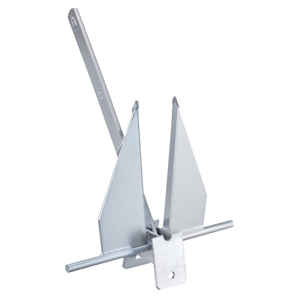 VEVOR Fluke Anchor Set: Hot-dip galvanized steel Fluke anchor with 2.4 m chain, 30.8 m rope and two 11 mm shackles, boat anchor for small vessels under 9.14 m, seas, rivers and coasts, 6 kg