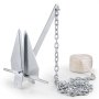 VEVOR Fluke Anchor Set: Hot-dip galvanized steel Fluke anchor with 2.4 m chain, 30.8 m rope and two 11 mm shackles, boat anchor for small vessels under 9.14 m, seas, rivers and coasts, 6 kg
