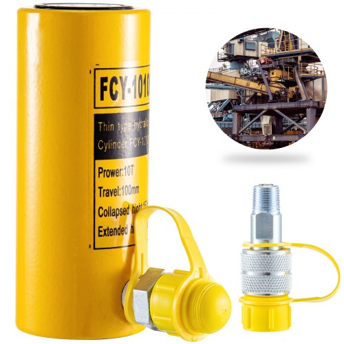 Gato De Cilindro Hidráulico Sólido Cilindro De Elevación De 10t 4” Amarillo