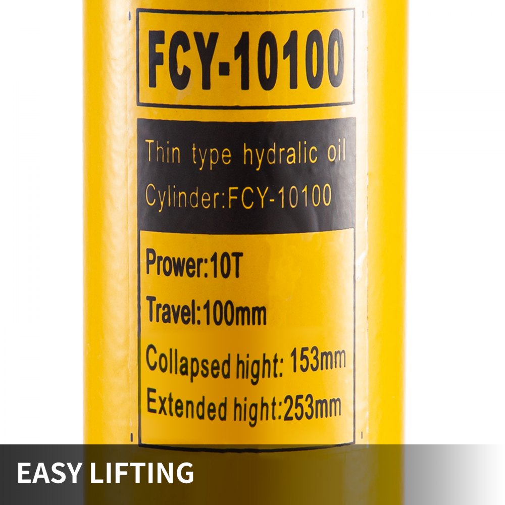 Gato De Cilindro Hidráulico Sólido Cilindro De Elevación De 10t 4” Amarillo