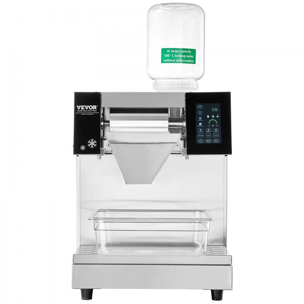VEVOR Commercial Snowflake Ice Machine, 260 kg/24 h Snowflake Ice Maker, Stainless Steel Ice Shaver, Electric Snow Cone Maker with Air Cooling System & Touch LCD